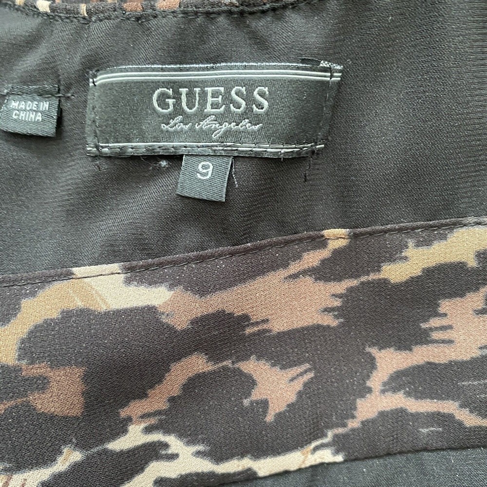 Guess Leopard Print Chiffon Mini Dress - Size 9 - Picture 7 of 9